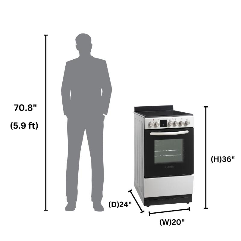 Equator 20 Electric Cooking Range 4 Ceramic Burner CONVECTION OVEN AIR FRYER SS Stainless