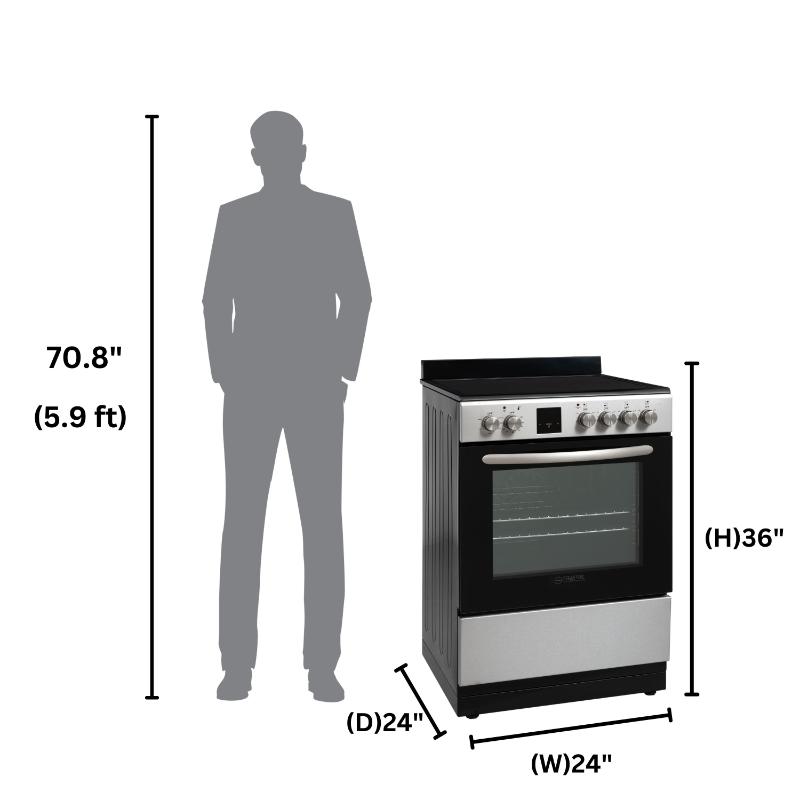 Equator 24 inch Freestanding Electric Cooking Range in Stainless with Convection Oven
