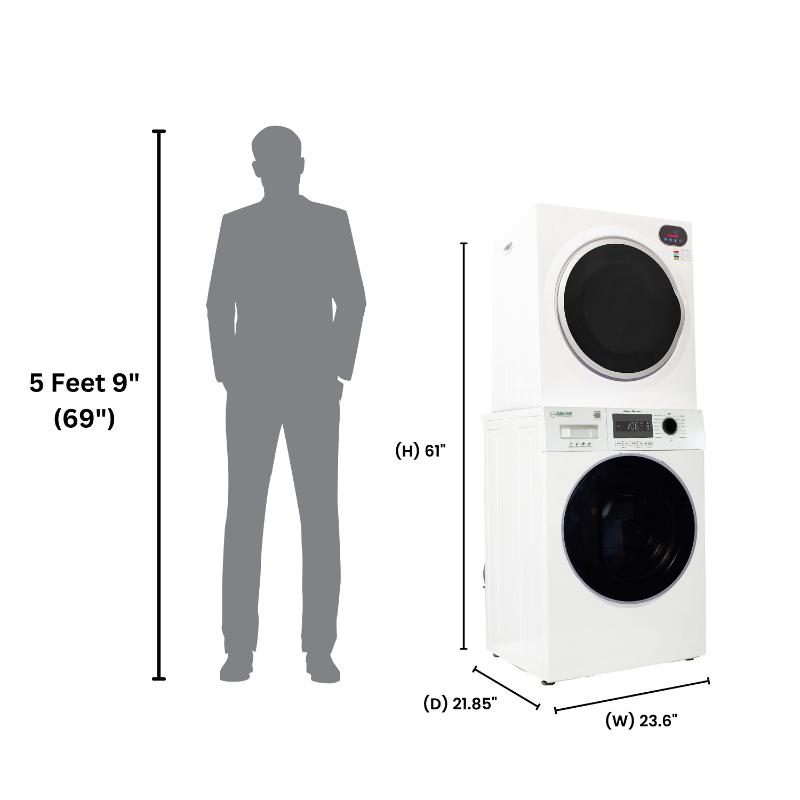 Equator COMPACT STACKABLE LAUNDRY Washer EW 822 1.57cf Dryer ED 848 2.6cf 110V