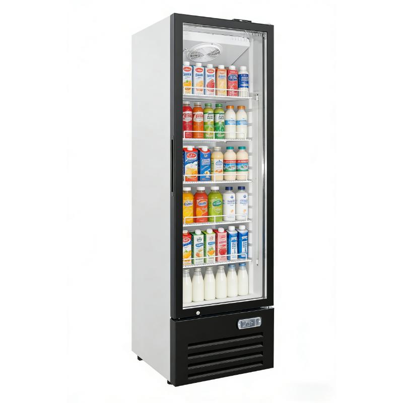 Equator-Vitlife 12.6 Cu Ft Commercial Merchandiser Refrigerator 1 Glass Door Upright Display Refrigerator with Adjustable Shelves and LED Light 33 F 41 F Auto Defrost ETL Listed