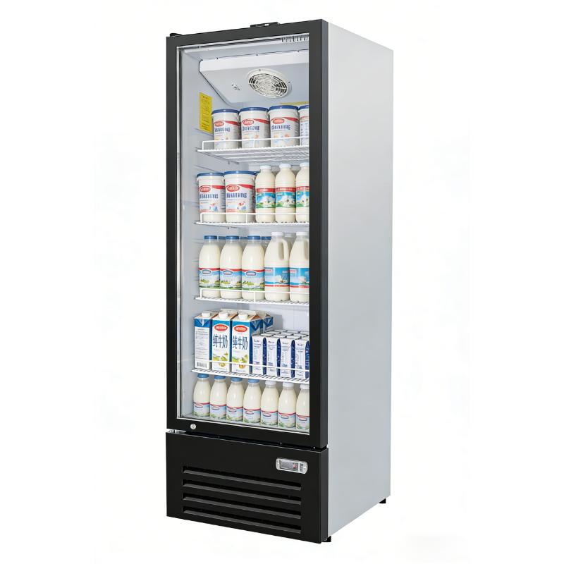 Equator-Vitlife 12.6 Cu Ft Commercial Merchandiser Refrigerator 1 Glass Door Upright Display Refrigerator with Adjustable Shelves and LED Light 33 F 41 F Auto Defrost ETL Listed