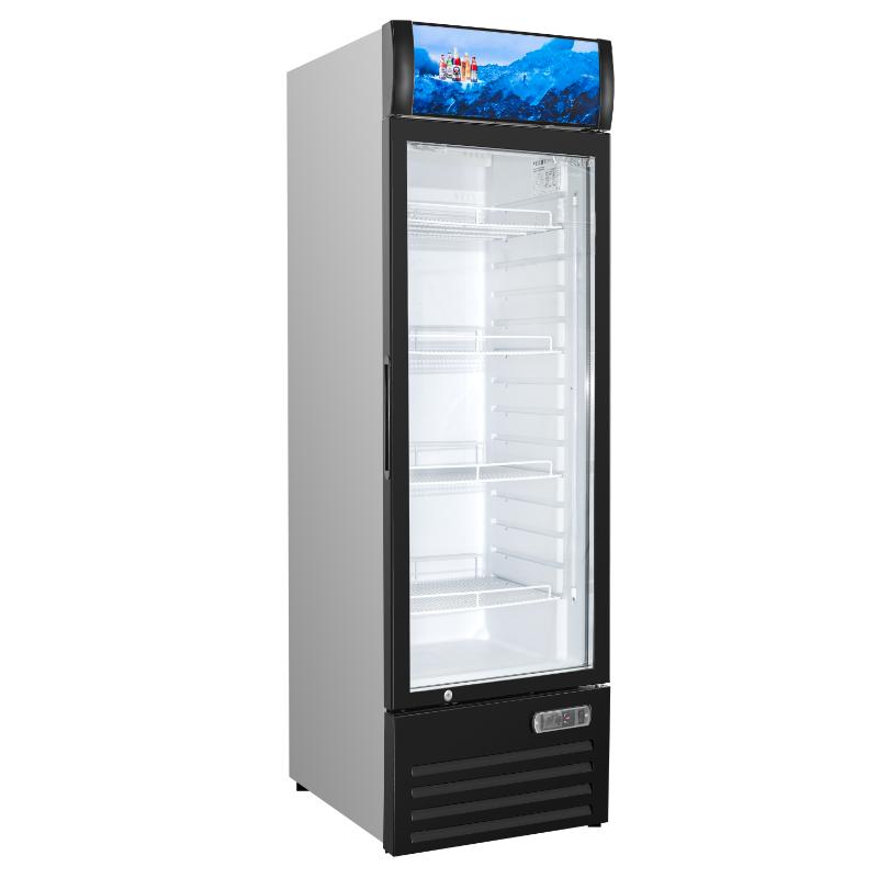 Equator-Vitlife 16.5 Cu Ft Commercial Merchandiser Refrigerator 1 Glass Door Upright Display Refrigerator with Adjustable Shelves LED Light and Canopy 33 F 41 F Auto Defrost ETL Listed