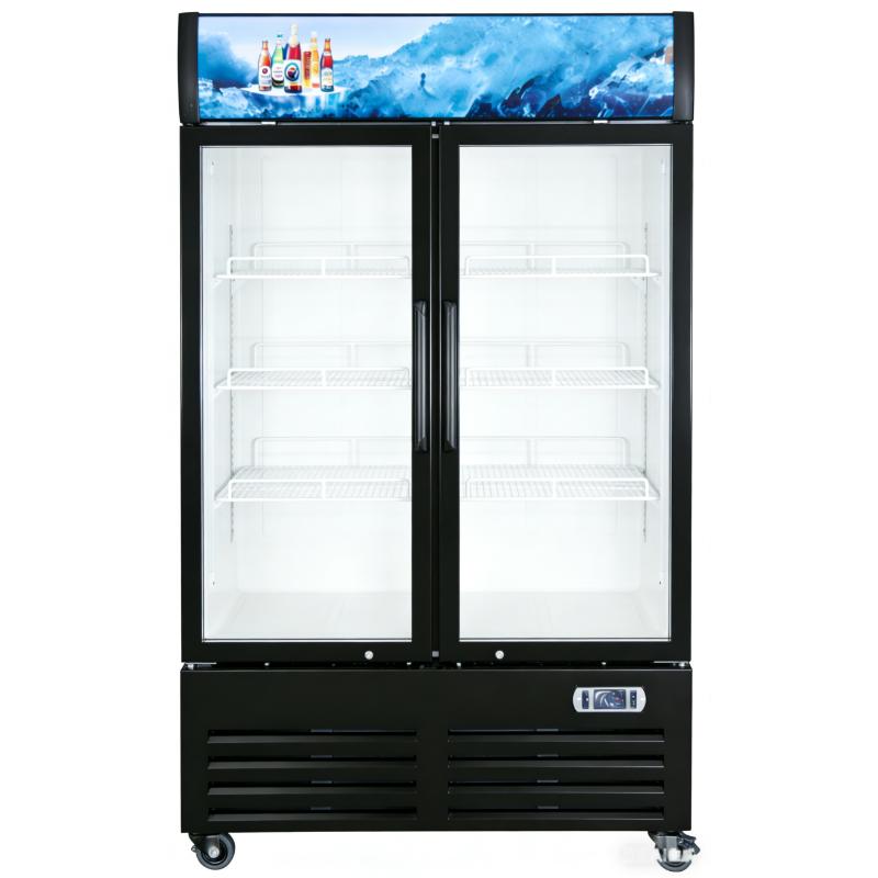 Equator-Vitlife 26 Cu Ft Commercial Merchandiser Refrigerator 2 Swing Glass Door Upright Display Refrigerator with Adjustable Shelves LED Light and Canopy 33 F 41 F Auto Defrost ETL Listed