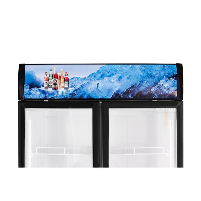 Equator-Vitlife 26 Cu Ft Commercial Merchandiser Refrigerator 2 Swing Glass Door Upright Display Refrigerator with Adjustable Shelves LED Light and Canopy 33 F 41 F Auto Defrost ETL Listed