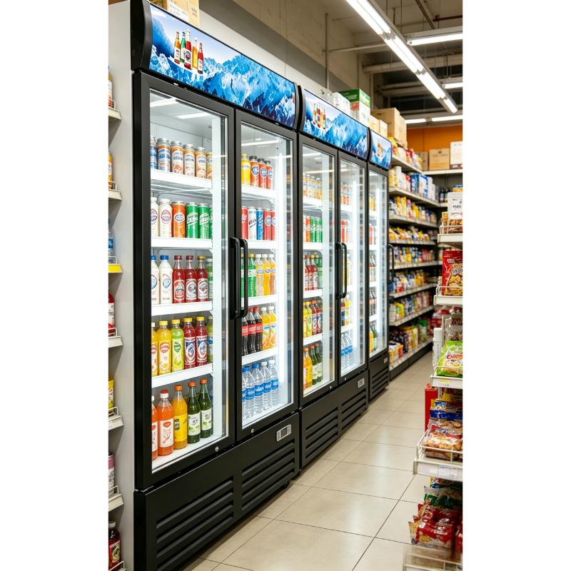 Equator-Vitlife 26 Cu Ft Commercial Merchandiser Refrigerator 2 Swing Glass Door Upright Display Refrigerator with Adjustable Shelves LED Light and Canopy 33 F 41 F Auto Defrost ETL Listed
