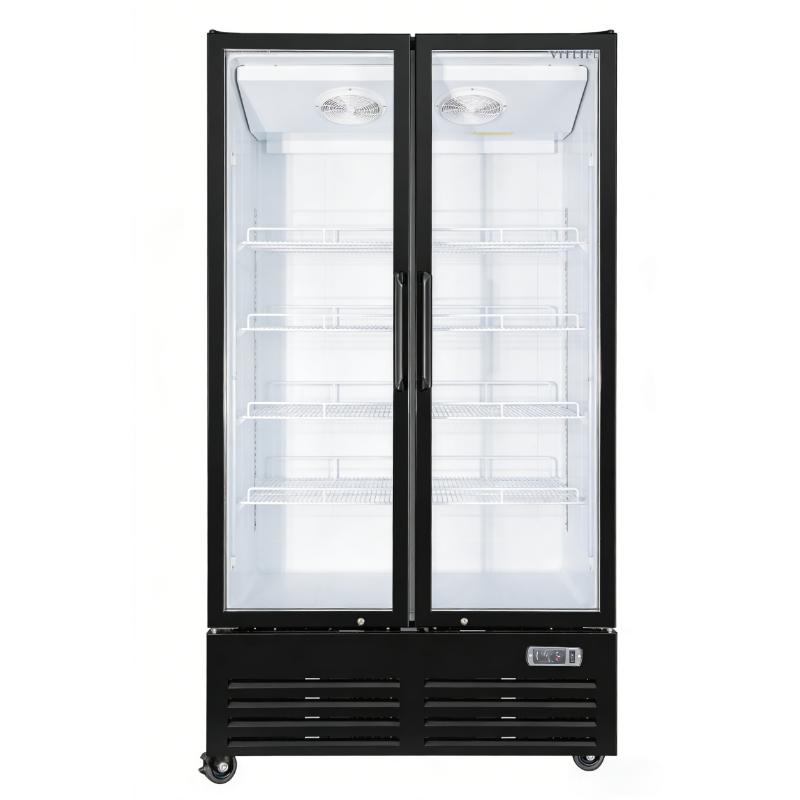 Equator-Vitlife 26.5 CF Commercial Merchandiser Refrigerator 2 Swing Glass Door Upright Display Refrigerator with Adjustable Shelves and LED Light 33 F 41 F Auto Defrost ETL Listed