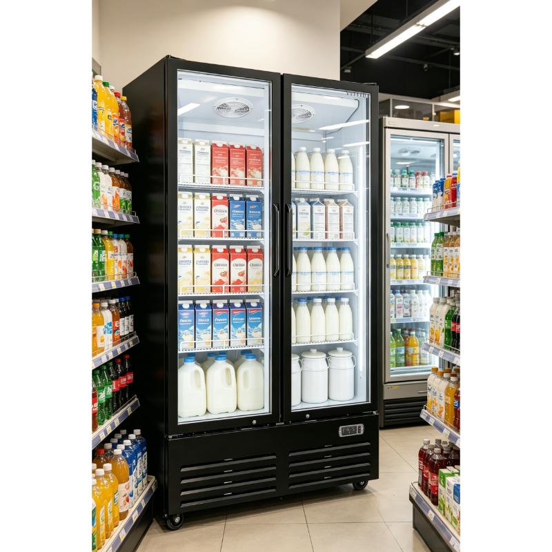 Equator-Vitlife 26.5 CF Commercial Merchandiser Refrigerator 2 Swing Glass Door Upright Display Refrigerator with Adjustable Shelves and LED Light 33 F 41 F Auto Defrost ETL Listed