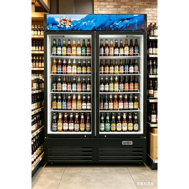 Equator-Vitlife 35.3 CF Commercial Merchandiser Refrigerator 2 Swing Glass Door Upright Display Refrigerator with Adjustable Shelves LED Light and Canopy 33 F 41 F Auto Defrost ETL Listed