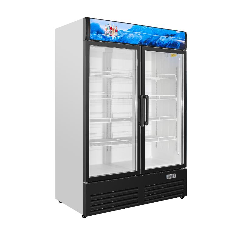 Equator-Vitlife 35.3 CF Commercial Merchandiser Refrigerator 2 Swing Glass Door Upright Display Refrigerator with Adjustable Shelves LED Light and Canopy 33 F 41 F Auto Defrost ETL Listed
