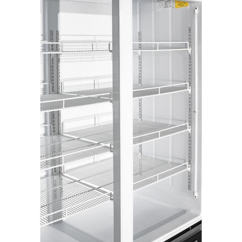 Equator-Vitlife 35.3 CF Commercial Merchandiser Refrigerator 2 Swing Glass Door Upright Display Refrigerator with Adjustable Shelves LED Light and Canopy 33 F 41 F Auto Defrost ETL Listed