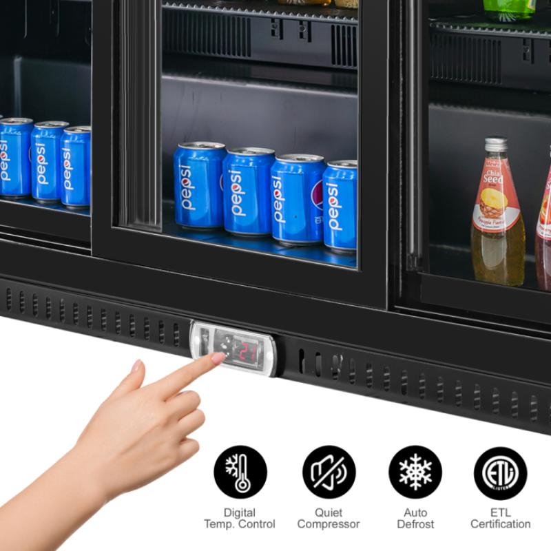 Equator-Vitlife Back Bar Cooler with 3 Sliding Glass Doors 11.6 Cu Ft 53 Wide Under Counter Beverage Refrigerator with LED Commercial Bar Fridge for Beer Wine Soda for Kitchen Shop Bar ETL Listed