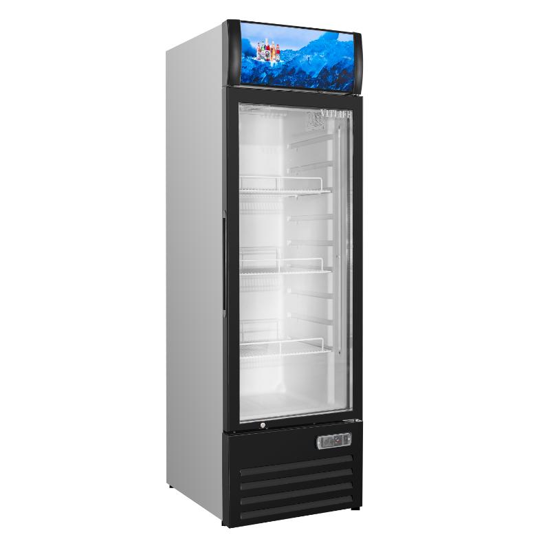 Equator-Vitlife 12.3 Cu Ft Commercial Merchandiser Refrigerator 1 Glass Door Upright Display Refrigerator with Adjustable Shelves LED Light and Canopy 33 F 41 F Auto Defrost ETL Listed