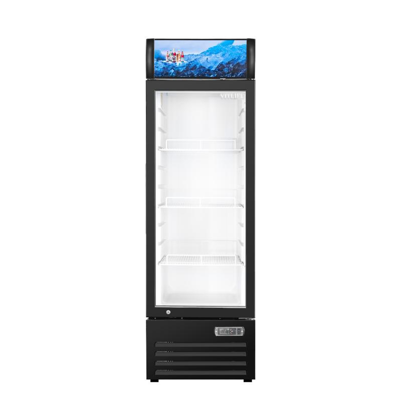 Equator-Vitlife 12.3 Cu Ft Commercial Merchandiser Refrigerator 1 Glass Door Upright Display Refrigerator with Adjustable Shelves LED Light and Canopy 33 F 41 F Auto Defrost ETL Listed