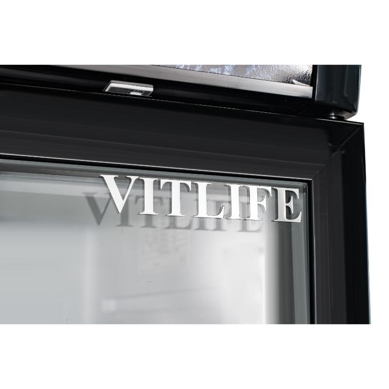 Equator-Vitlife 12.3 Cu Ft Commercial Merchandiser Refrigerator 1 Glass Door Upright Display Refrigerator with Adjustable Shelves LED Light and Canopy 33 F 41 F Auto Defrost ETL Listed